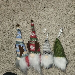 Set of Four Festive Gnome Ornaments